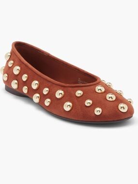 Abound Rust Suede Ballet Flat with Gold Studs